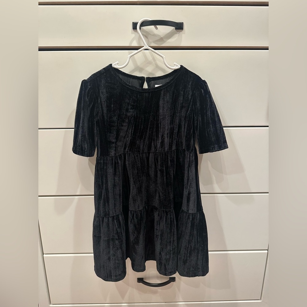 Elegant Black Velvet Kids Dress